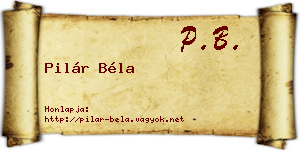 Pilár Béla névjegykártya